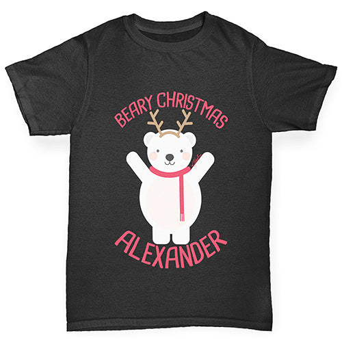 Personalised Beary Christmas Boy's T-Shirt