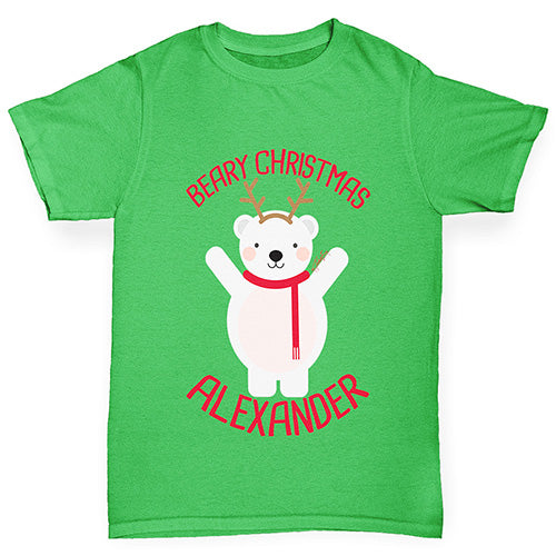 Personalised Beary Christmas Boy's T-Shirt