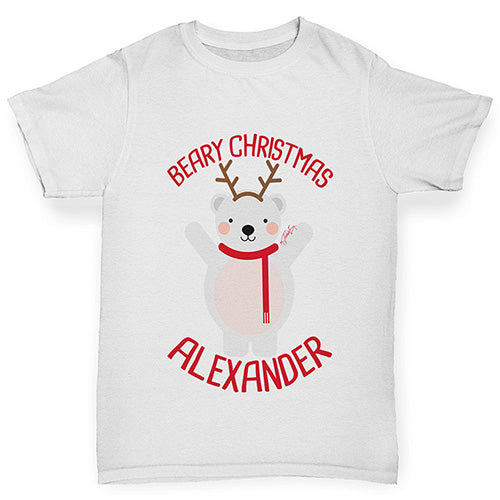 Personalised Beary Christmas Boy's T-Shirt