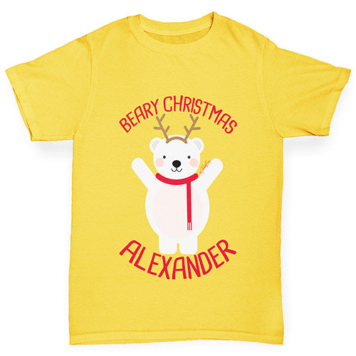 Personalised Beary Christmas Boy's T-Shirt