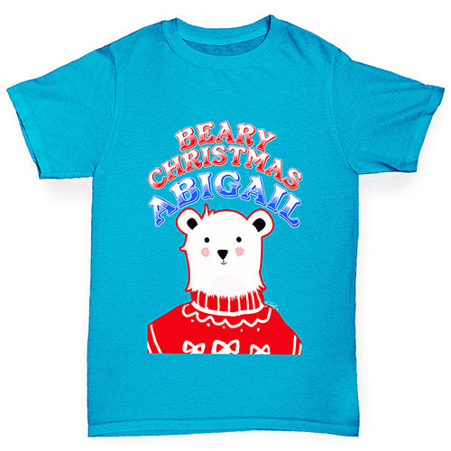 Personalised Polar Bear Christmas Jumper Boy's T-Shirt