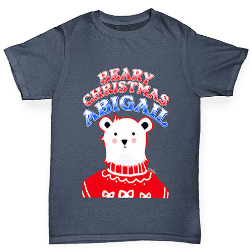 Personalised Polar Bear Christmas Jumper Boy's T-Shirt