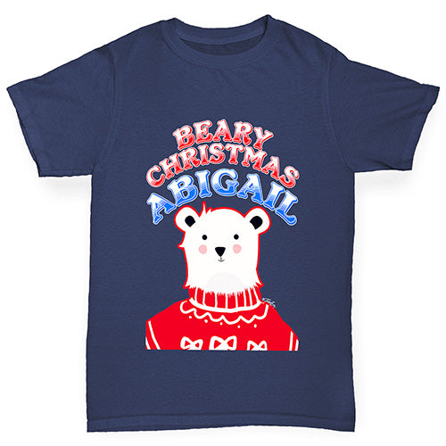 Personalised Polar Bear Christmas Jumper Boy's T-Shirt