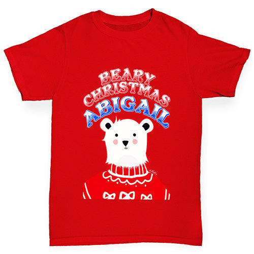 Personalised Polar Bear Christmas Jumper Boy's T-Shirt