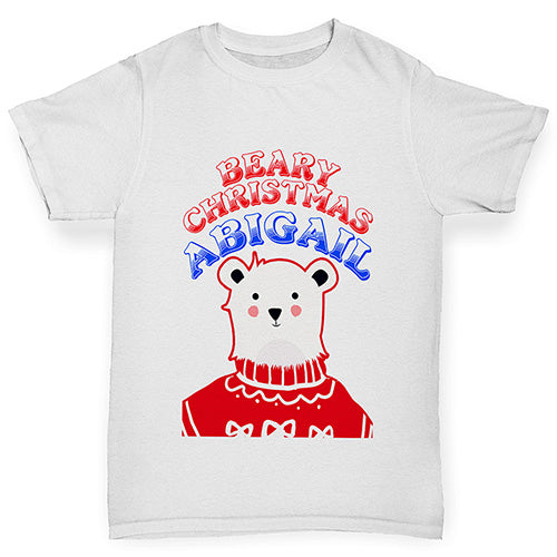 Personalised Polar Bear Christmas Jumper Boy's T-Shirt