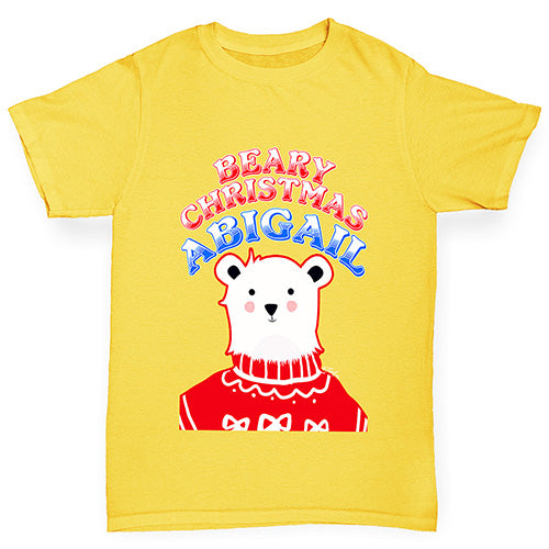 Personalised Polar Bear Christmas Jumper Boy's T-Shirt