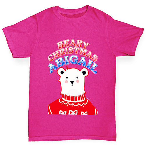 Personalised Polar Bear Christmas Jumper Girl's T-Shirt 