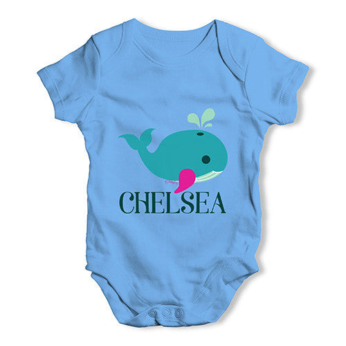 Personalised Cute Whale Baby Unisex Baby Grow Bodysuit