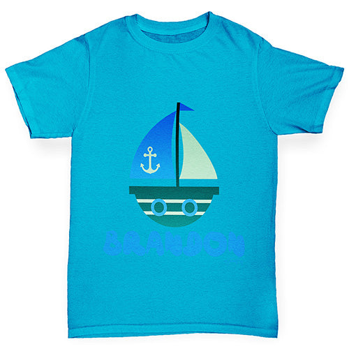 Personalised Cute Boat Boy's T-Shirt