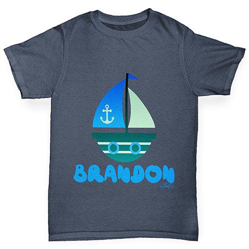 Personalised Cute Boat Boy's T-Shirt