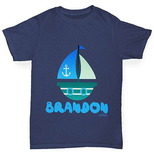 Personalised Cute Boat Boy's T-Shirt