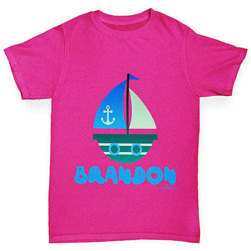 Personalised Cute Boat Girl's T-Shirt 