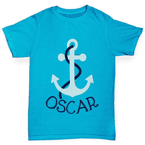 Personalised Blue Anchor Boy's T-Shirt