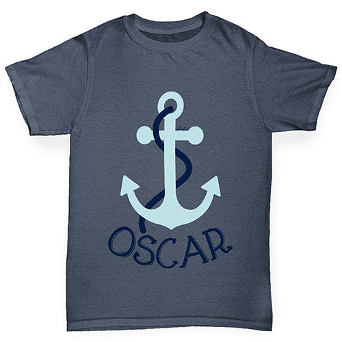 Personalised Blue Anchor Boy's T-Shirt