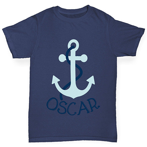 Personalised Blue Anchor Boy's T-Shirt