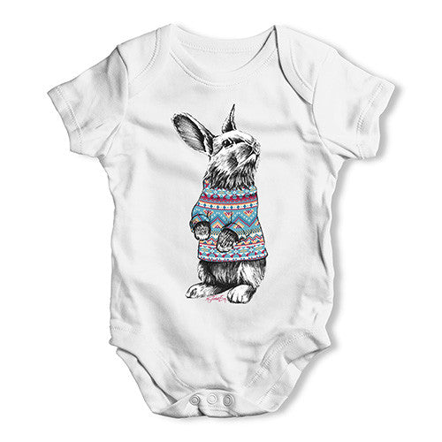 Christmas Jumper Bunny Baby Unisex Baby Grow Bodysuit