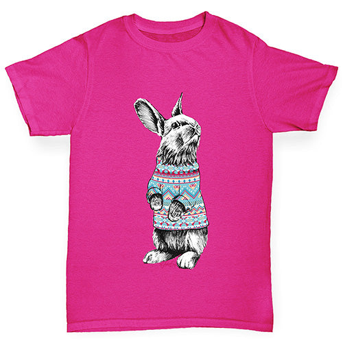 Christmas Jumper Bunny Girl's T-Shirt 