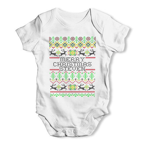 Personalised Ugly Christmas Jumper Trees Baby Unisex Baby Grow Bodysuit