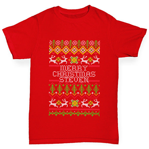 Personalised Ugly Christmas Jumper Trees Girl's T-Shirt 