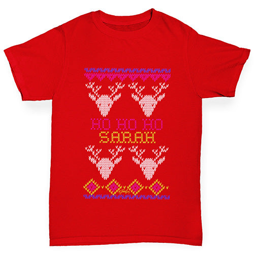 Personalised Ugly Christmas Jumper Reindeer Boy's T-Shirt