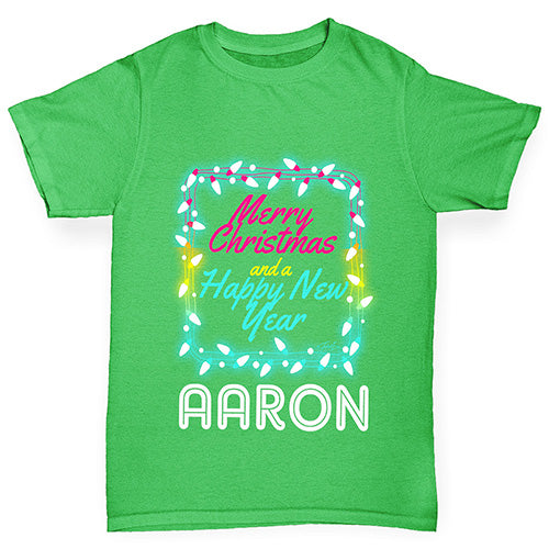 Personalised Merry Christmas Lights Boy's T-Shirt