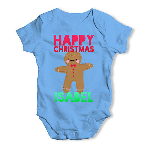 Personalised Happy Christmas Gingerbread Man Baby Unisex Baby Grow Bodysuit
