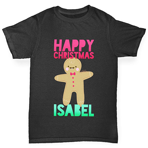 Personalised Happy Christmas Gingerbread Man Boy's T-Shirt