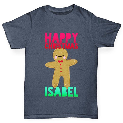 Personalised Happy Christmas Gingerbread Man Boy's T-Shirt