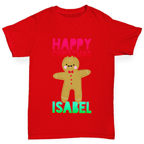 Personalised Happy Christmas Gingerbread Man Boy's T-Shirt