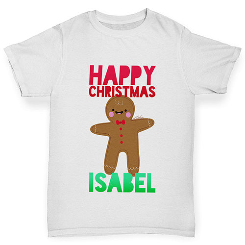 Personalised Happy Christmas Gingerbread Man Boy's T-Shirt