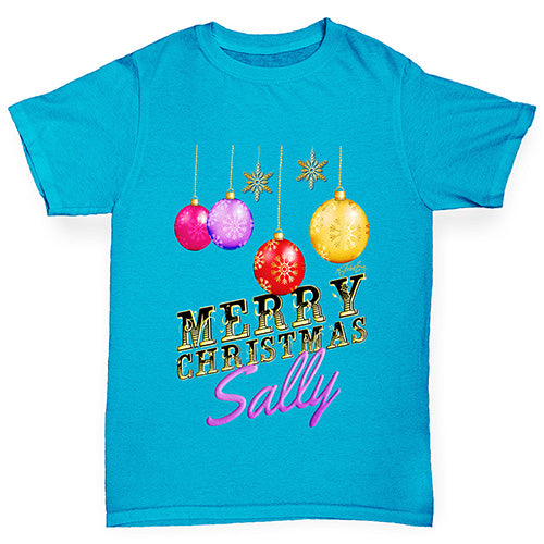 Personalised Merry Christmas Decorations Boy's T-Shirt