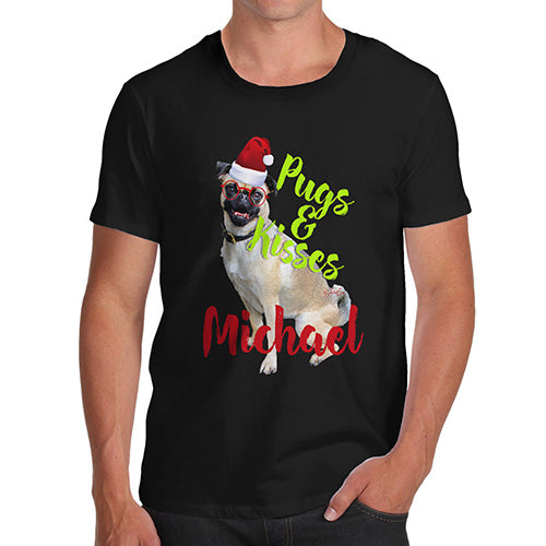 Personalised Christmas Pugs And Kisses Men's T-Shirt