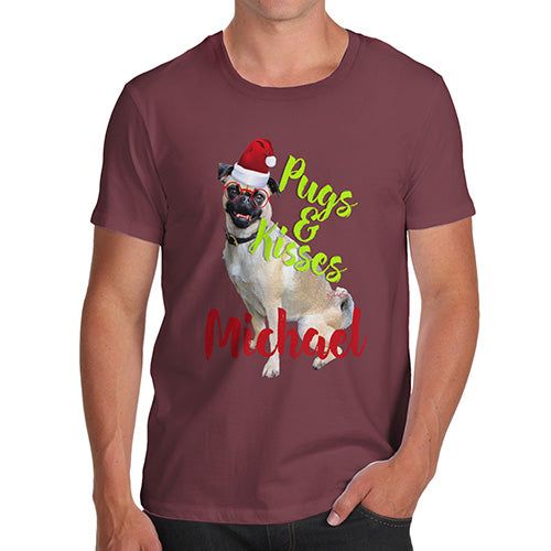 Personalised Christmas Pugs And Kisses Men's T-Shirt