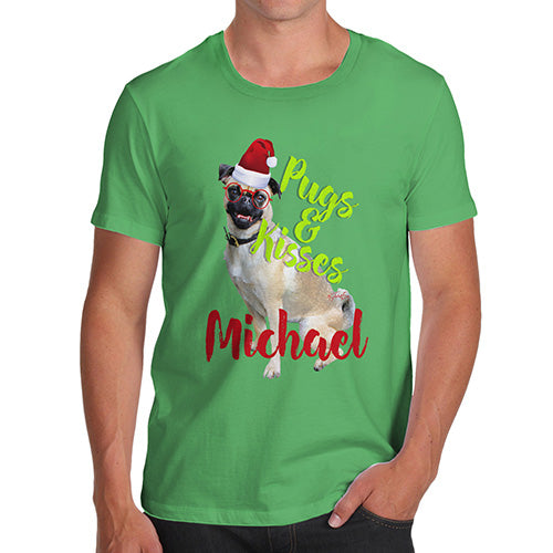 Personalised Christmas Pugs And Kisses Men's T-Shirt