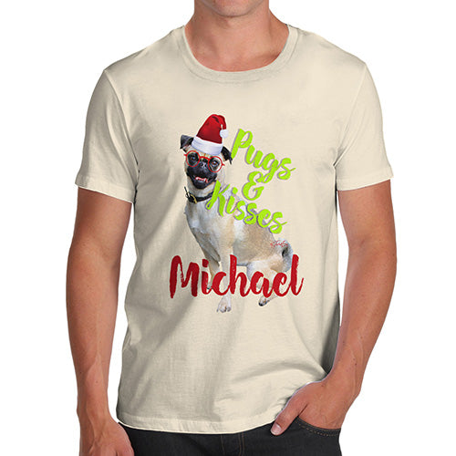 Personalised Christmas Pugs And Kisses Men's T-Shirt