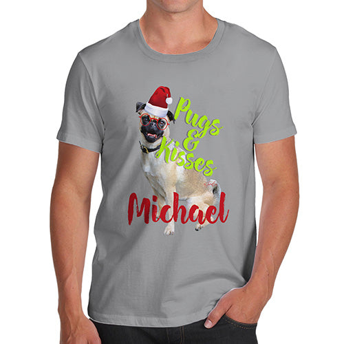 Personalised Christmas Pugs And Kisses Men's T-Shirt