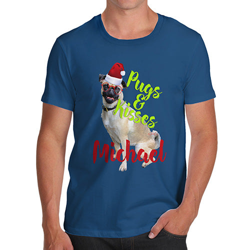 Personalised Christmas Pugs And Kisses Men's T-Shirt