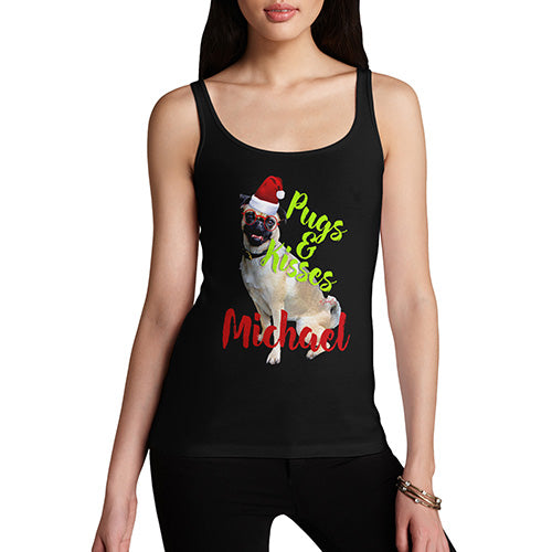 Personalised Christmas Pugs And Kisses Women's Tank Top
