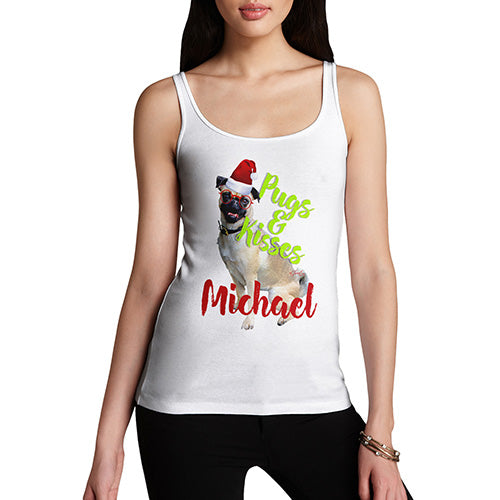 Personalised Christmas Pugs And Kisses Women's Tank Top