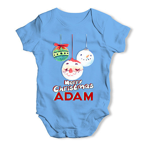 Personalised Christmas Santa Baubles Baby Unisex Baby Grow Bodysuit