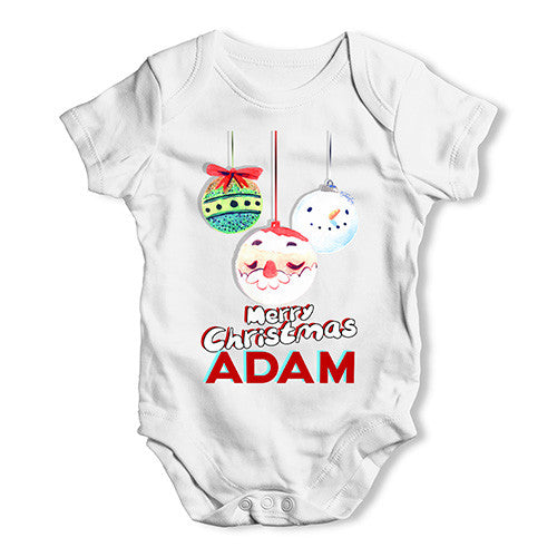 Personalised Christmas Santa Baubles Baby Unisex Baby Grow Bodysuit