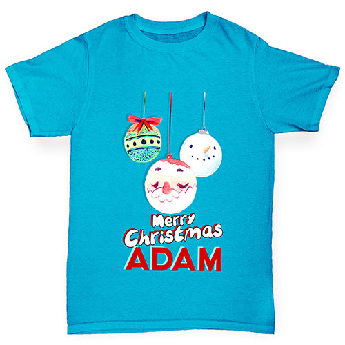 Personalised Christmas Santa Baubles Boy's T-Shirt