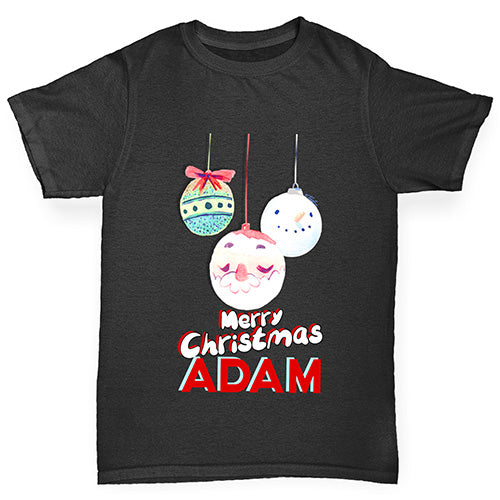 Personalised Christmas Santa Baubles Boy's T-Shirt