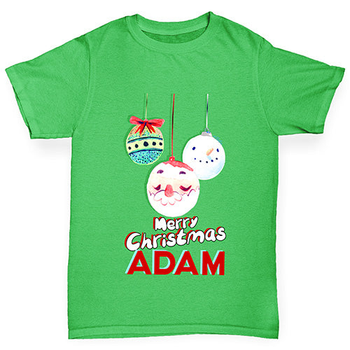 Personalised Christmas Santa Baubles Boy's T-Shirt