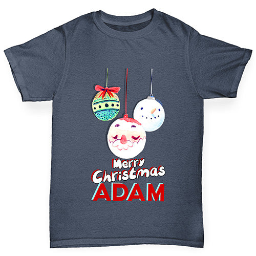 Personalised Christmas Santa Baubles Boy's T-Shirt