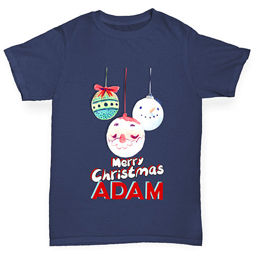 Personalised Christmas Santa Baubles Boy's T-Shirt