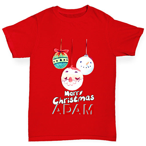 Personalised Christmas Santa Baubles Boy's T-Shirt