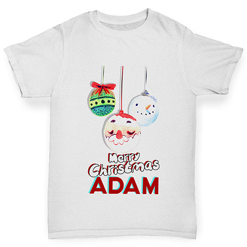 Personalised Christmas Santa Baubles Boy's T-Shirt