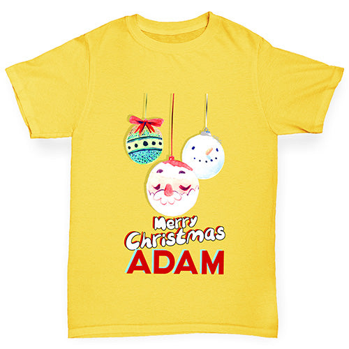 Personalised Christmas Santa Baubles Boy's T-Shirt