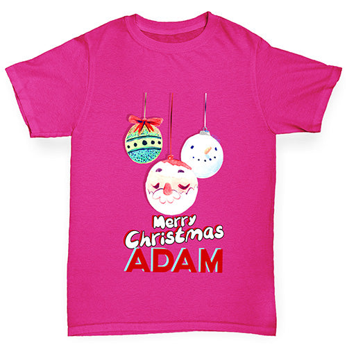 Personalised Christmas Santa Baubles Girl's T-Shirt 